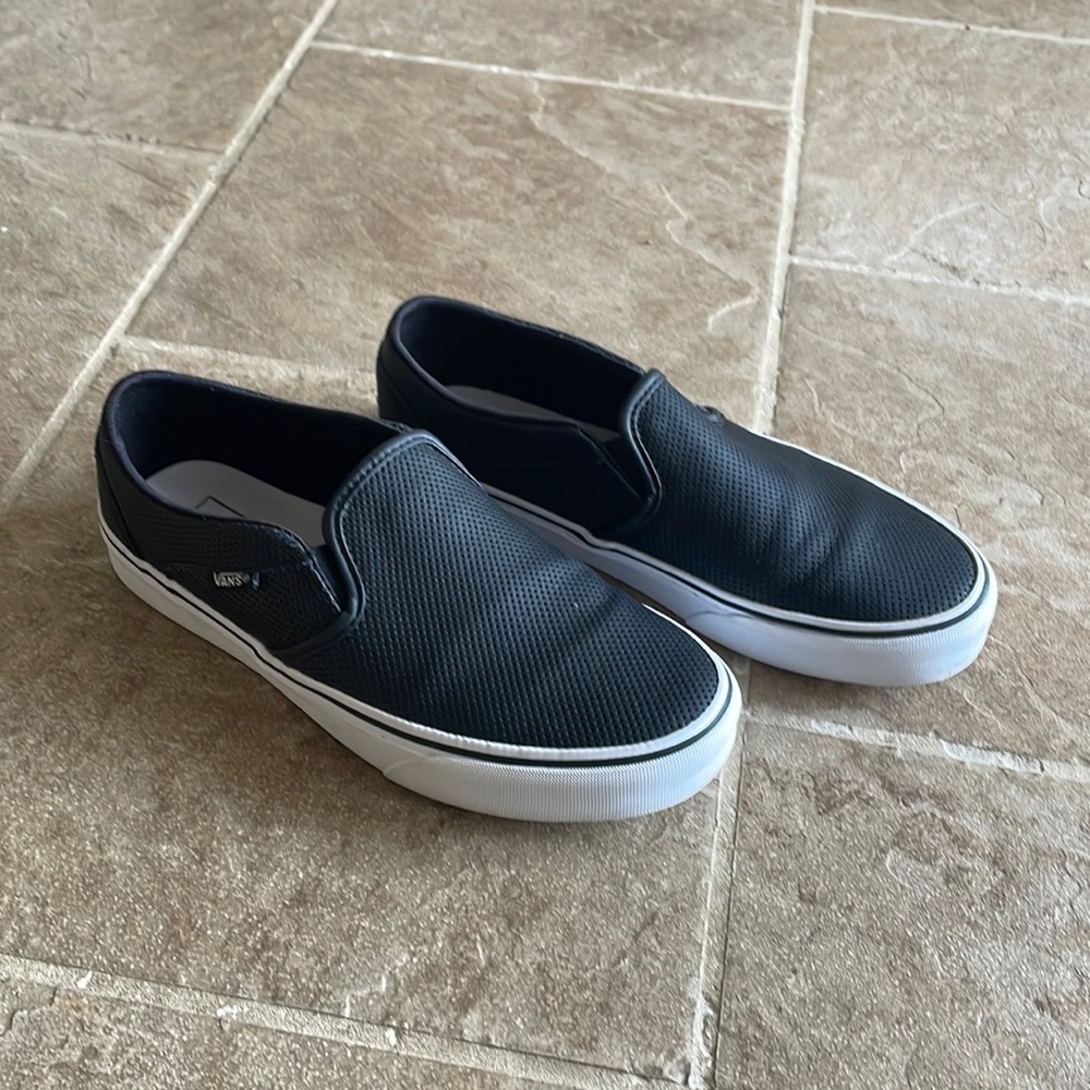 Vans Slip ons - perf leather black - size 8